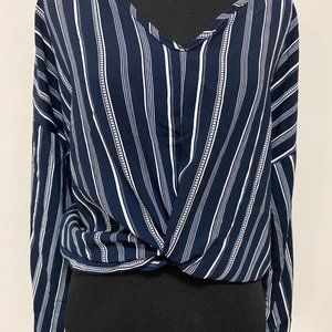 Shirt size small navy blue and white stripes